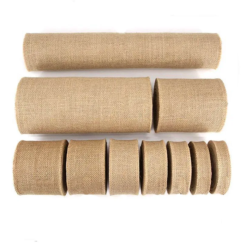 2M/Rolle Natürlichen Vintage Jute Band Bogen Handwerk Nähen DIY Hochzeit Jute Burlap Fabric Geschenk Verpackung Party Weihnachten wohnkultur