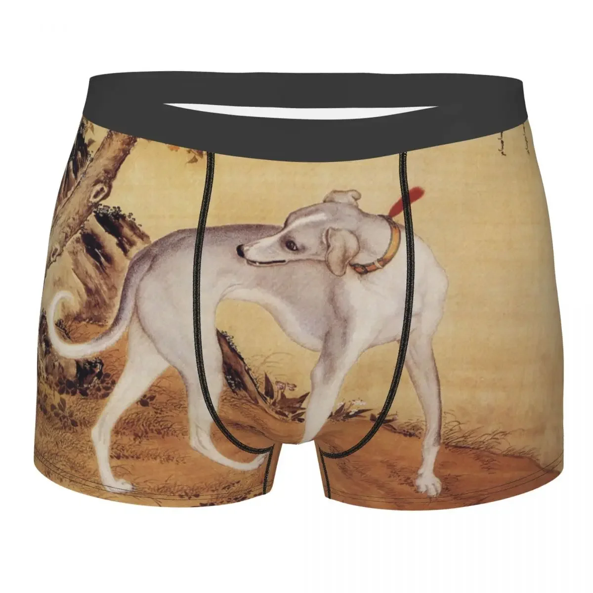 Sexy Chinese Style Painting Greyhound Dog Boxers Shorts Panties Men's Underpants Stretch Whippet Sighthound Dog Briefs Underwear