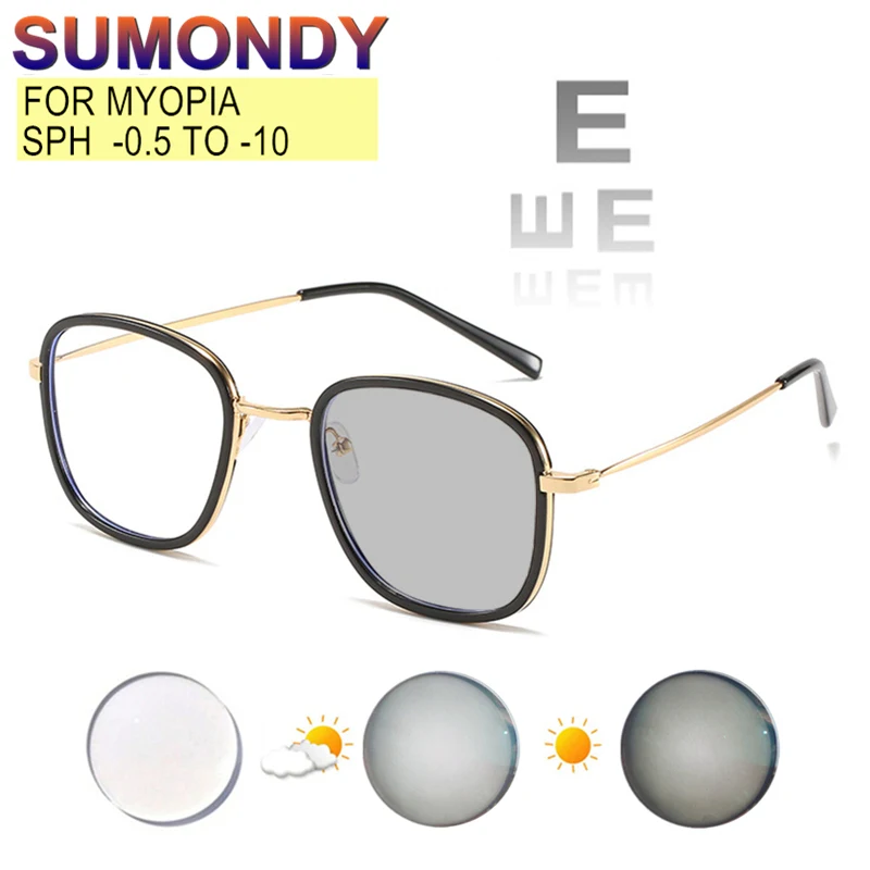 Prescription Glasses For Myopia Women Men Photochromic Or Blue Light Blocking Lenses Nearsighted Or Astigmatism Custom UF144
