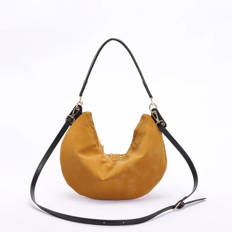 Vintage Western Hobo Shoulder Bag for Women Bohemian Turquoise Rivet Decor Cowgirl Handbag Autumn Retro Crescent Suede Purse