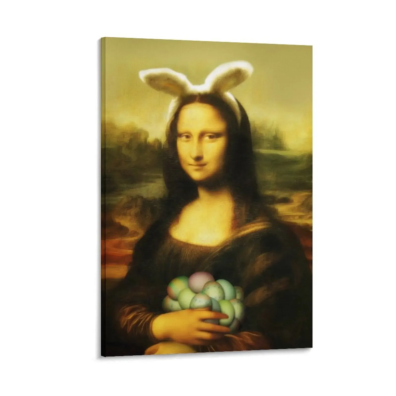 

Mona Lisa Easter Bunny Canvas Painting posters for room bedrooms decor room decor Decoration for bedroom