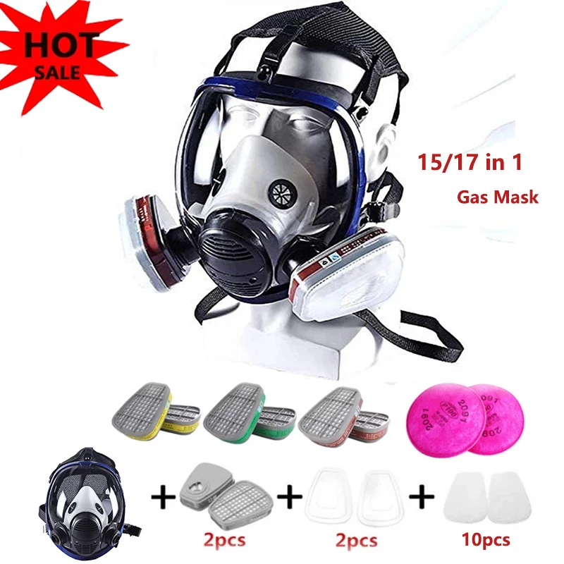 

Chemical Gas Mask Dust Respirator Anti-Fog Full Face Mask Filter For Industrial Acid Gas, Laboratory Welding Spray Paint