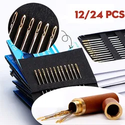 24Pcs Sewing Needles Multi-size Elderly Hole Household Sewing Opening Stainless Steel Sewing Needles Threading Clothes Sewing