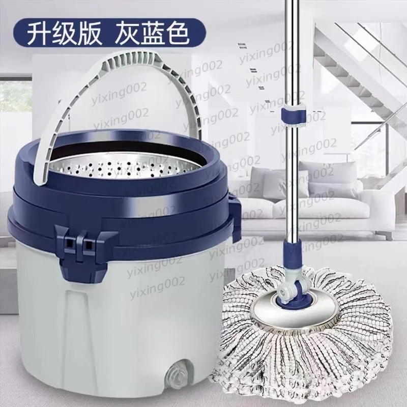 Hand Press Spin Mop Single Bucket Self Wring Floor Cleaning Mop Hands Free Household Floor Cleaner