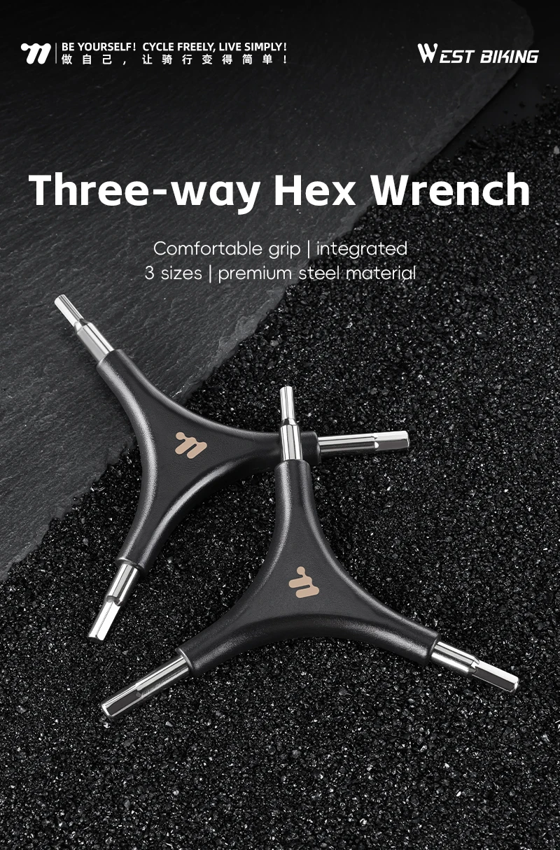 WEST BIKING 3-in-1 Multifunktionaler Sechskantschlüssel Fahrrad-Reparatur Y-förmiger Schraubenschlüssel Tragbares Fahrrad-Wartungswerkzeug Fahrrad-Zubehör – Detail 1