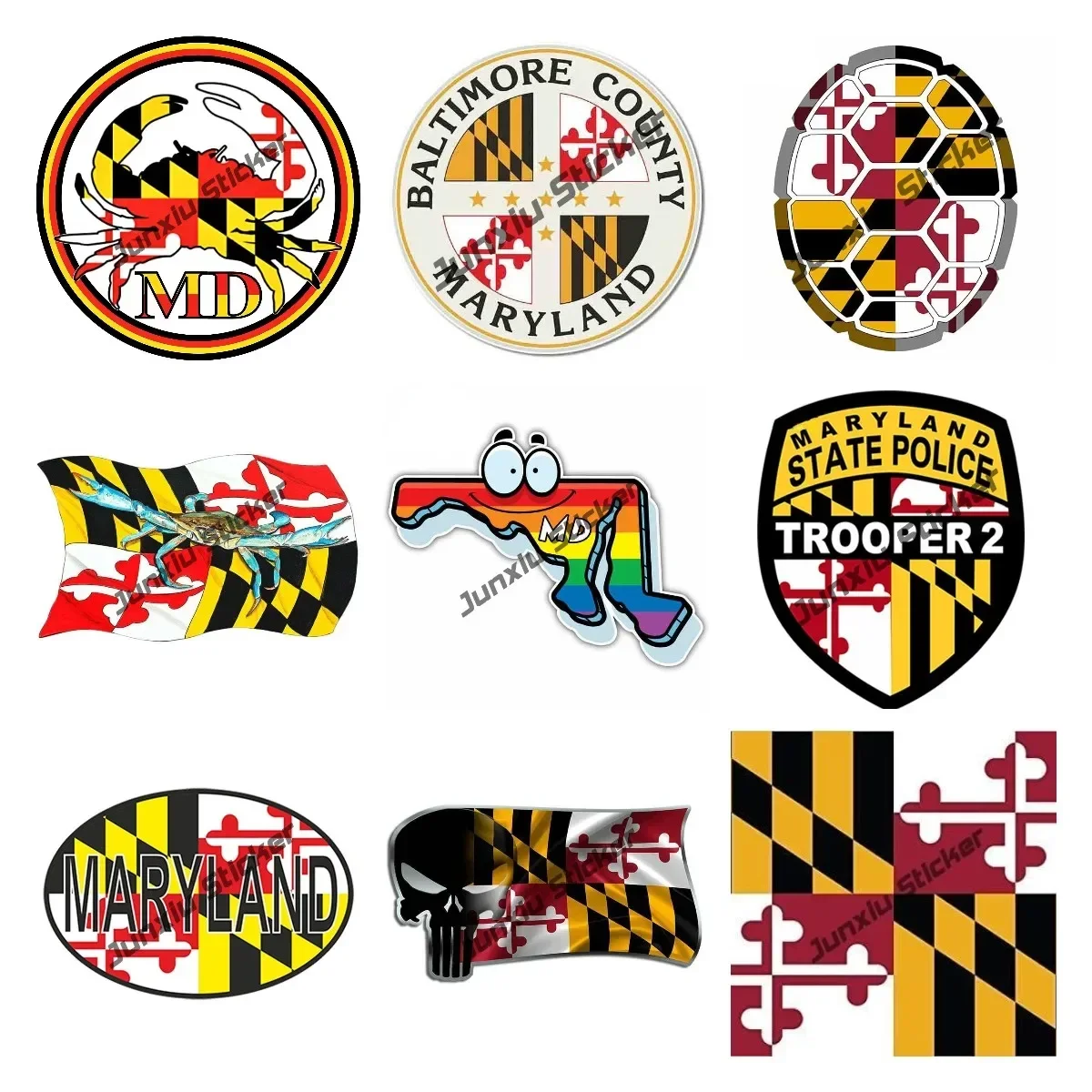 

Maryland MD Flag Vinyl Decal Sticker Maryland State Map Decal Car Styling for Car Window Bumper Car Accessories KK13cm