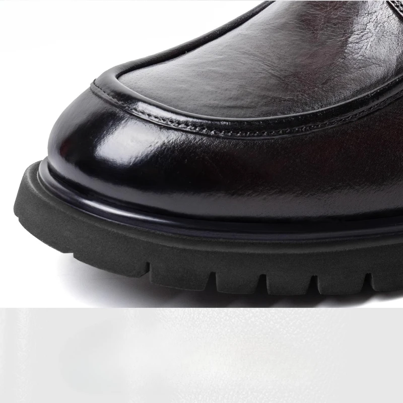 جلد طبيعي الأعمال البريطانية مصعد أحذية رجالية فستان أحذية الذكور خفيفة الوزن مريحة غير مرئية الارتفاع زيادة الأحذية
