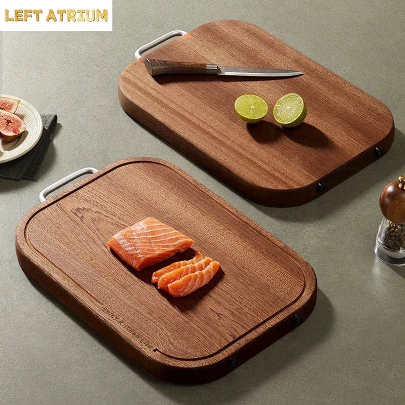 Ebony household thickening antibacterial mould-proof board fruit cutting board double-sided cutting board plus non-slip wood
