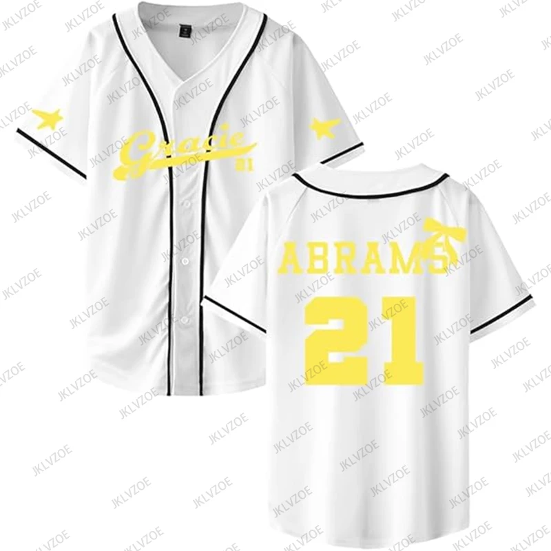 Gracie Abrams 21, bedrucktes Jersey-Baseball-Shirt, V-Ausschnitt, kurze Ärmel, Button-up-T-Shirts, Damen und Herren, Baseball-Uniform, lässige Sport-Tops – Detail 6