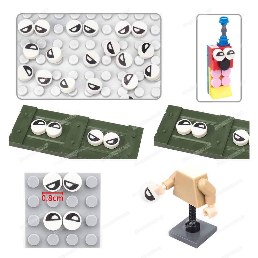 Moc-Carreaux aux yeux noirs à moitié fermés, modèle de construction, figurines de nuits imprimées, accessoires de scènes, jouet cadeau, l'élève 98138