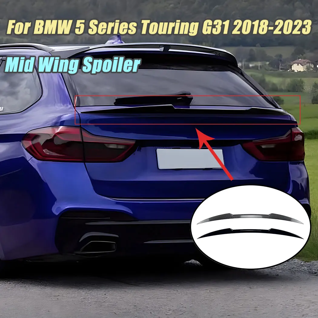 

High Quality ABS Car Rear Mid Wing Spoiler Splitter For BMW 5 Series Touring G31 2018-2023 Auto Body Guard Exterior Modification