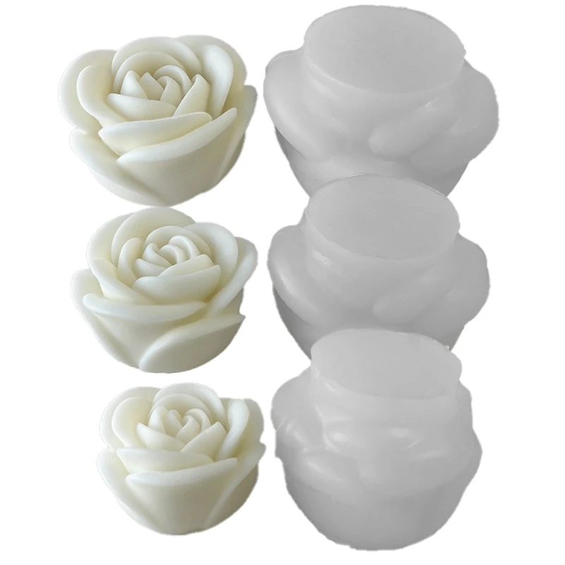 3 Stück Blume Aroma therapie Kerze Silikon form Rose handgemachte Aroma therapie Seife Expansion Stein Gips Form Herstellung Werkzeuge langlebig