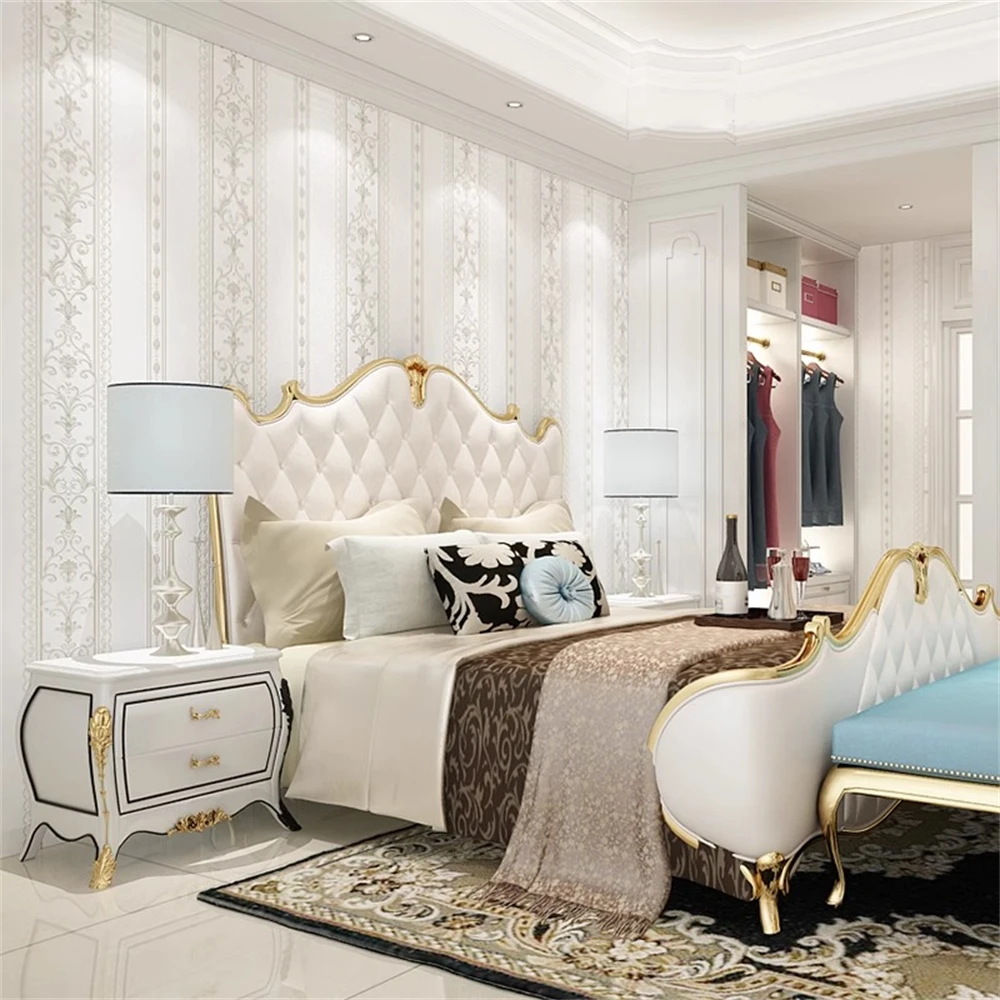 Simple European Vertical Non woven Wallpaper Bedroom Background Living Room TV Wallpapers 3D Thick Wall paper home decoration