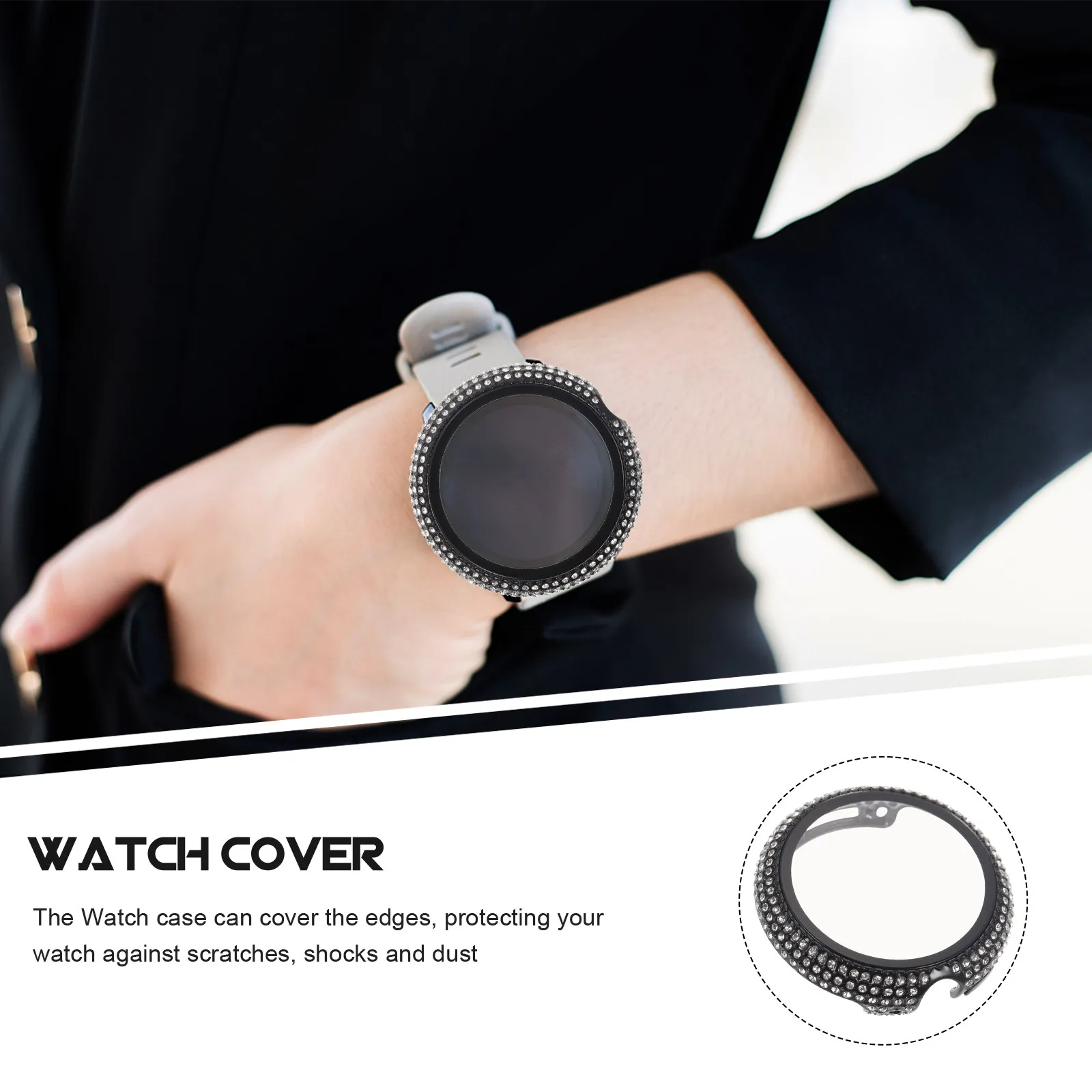

Защитный чехол для часов с полным покрытием стразами и гальваническим покрытием, совместимый с часами, изящный, устойчивый к царапинам, защитный бампер