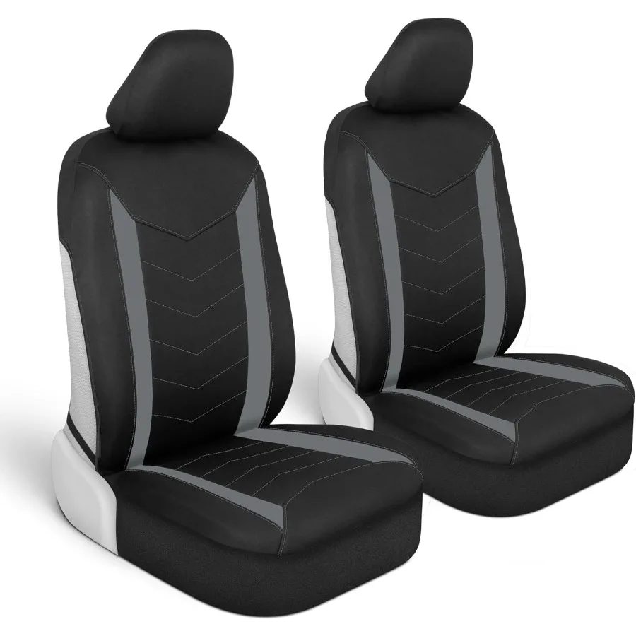 Fundas de asiento SpillGuard para coches, camiones, SUV, fundas de asiento grises con forro de neopreno impermeable, fundas de asiento de coche para frente