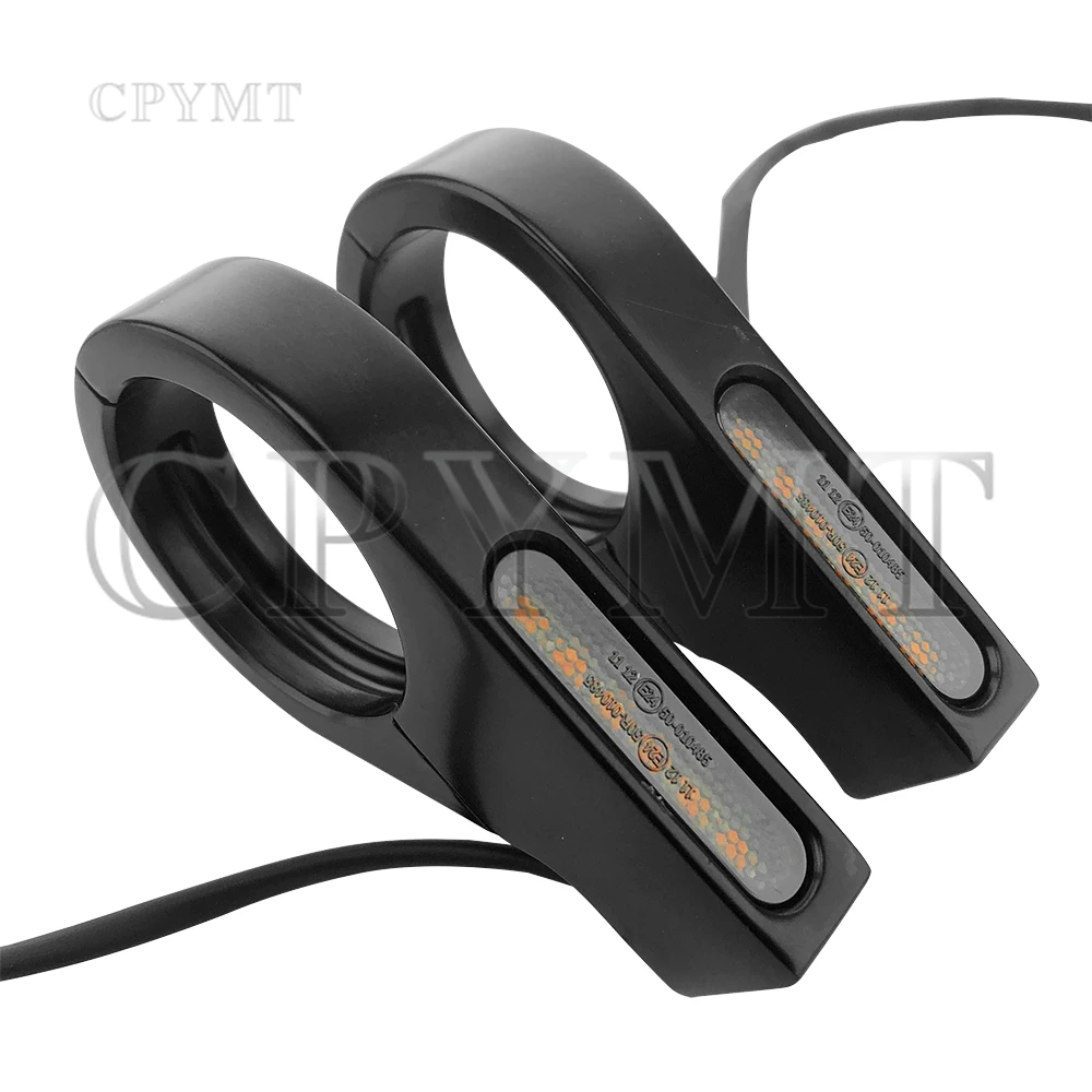 Turn Signals Motorcycle 41mm LED Fork Tube Light Steel Amber Indicator Flasher Blinker Lamp Fit For Harley Yamaha  Universal
