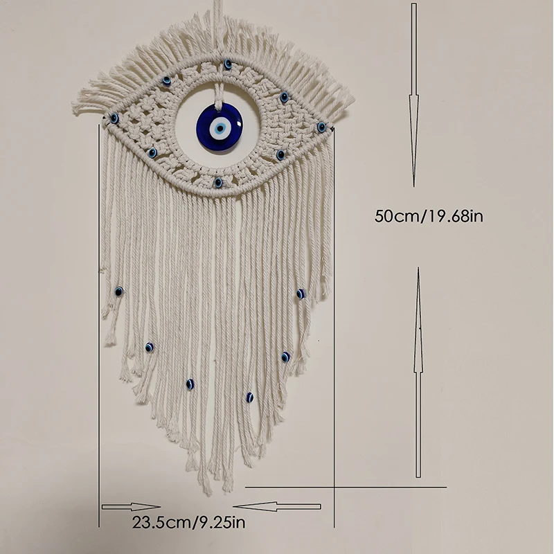 Macrame Wall Hanging Handmade Turkish Evil Eye Pendant Tapestry Nazar Decoration for Home Living Room Wall Home Decor Gift