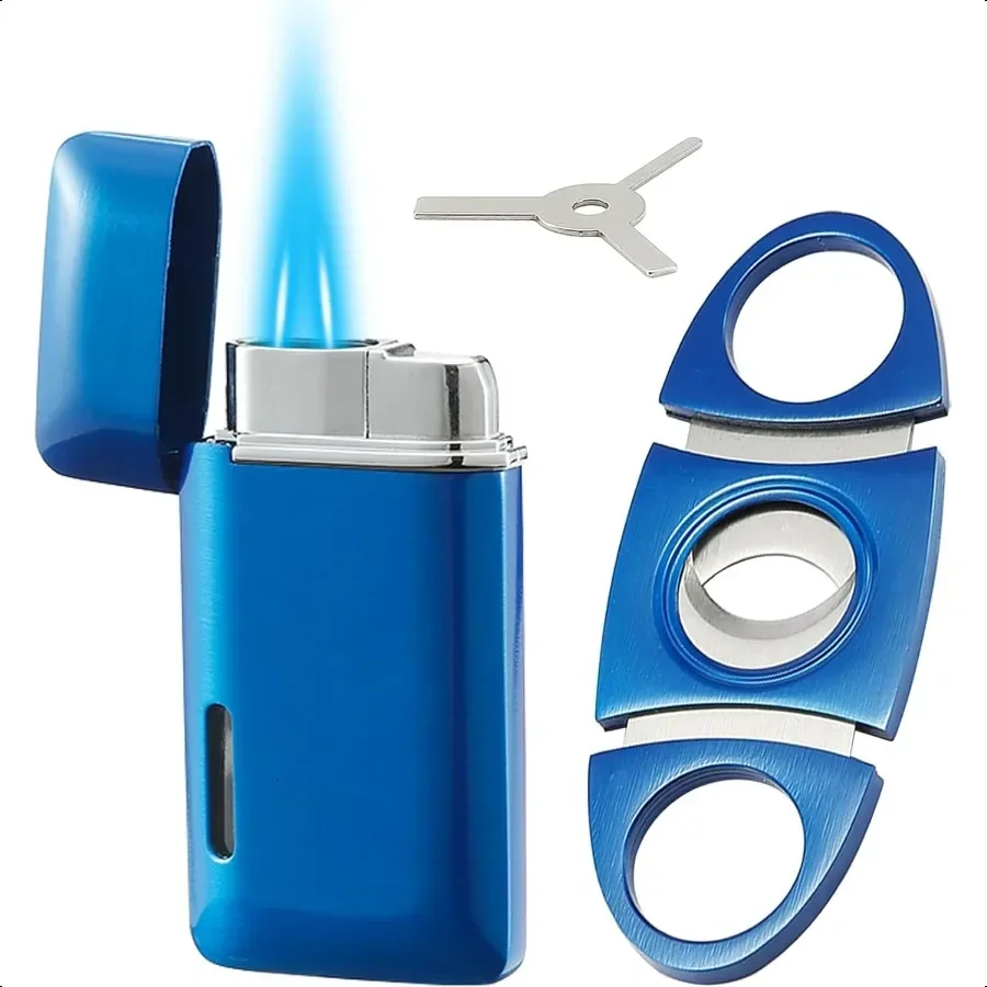 

Набор зажигалки и резака. Бутановая горелка с двойным струиным пламенем и регулировочными инструментами. Многоразовая ветрозащитная газовая зажигалка. Синий. Продано