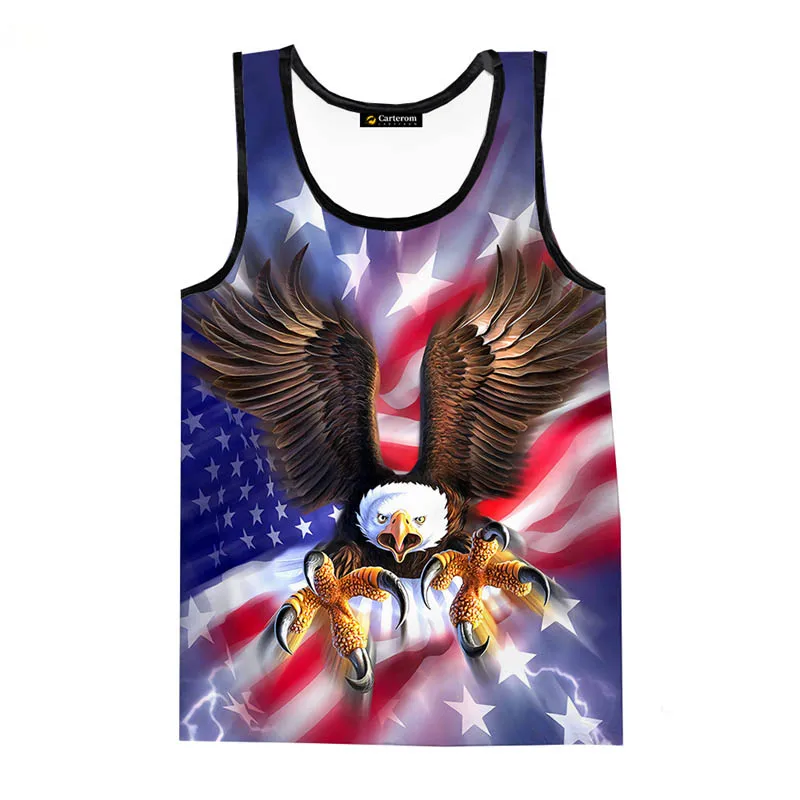 3D Printed American Eagle Graphic Tank Tops For Men Summer Casual Sleeveless Vest Shirts Hip Hop Gym Tops Tees Kid Clothes