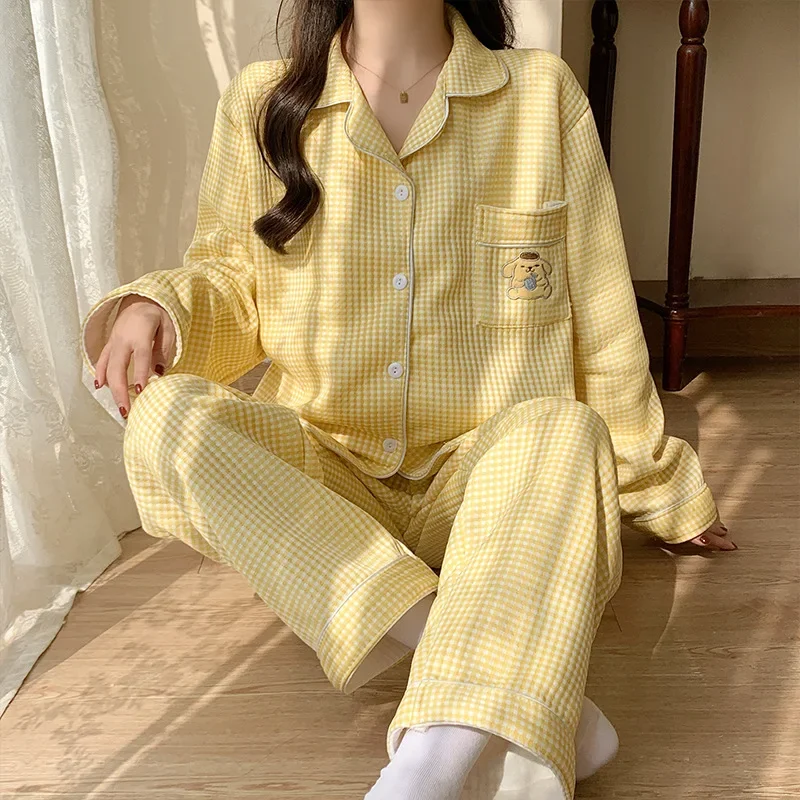 Cartoon Sanrio pudding dog women\'s pajamas long-sleeved trousers casual two-piece set pajamas women\'s winter new loungewear set