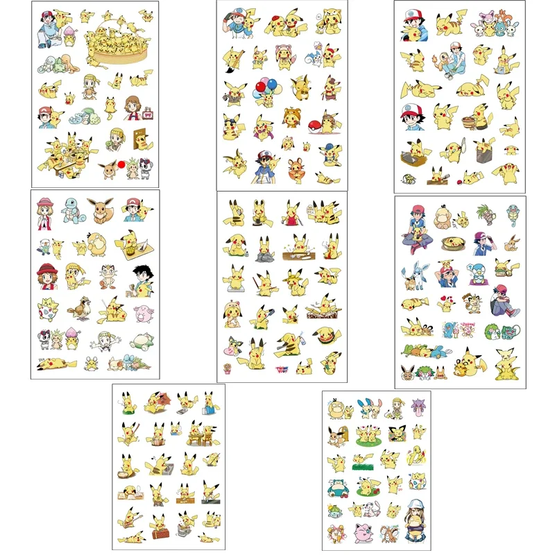 

2/8PCS Pokemon Pikachu Kawaii Cartoon DIY Stickers Cartoon Figures Hand Account Stickers Material Children Like Birthday Gifts