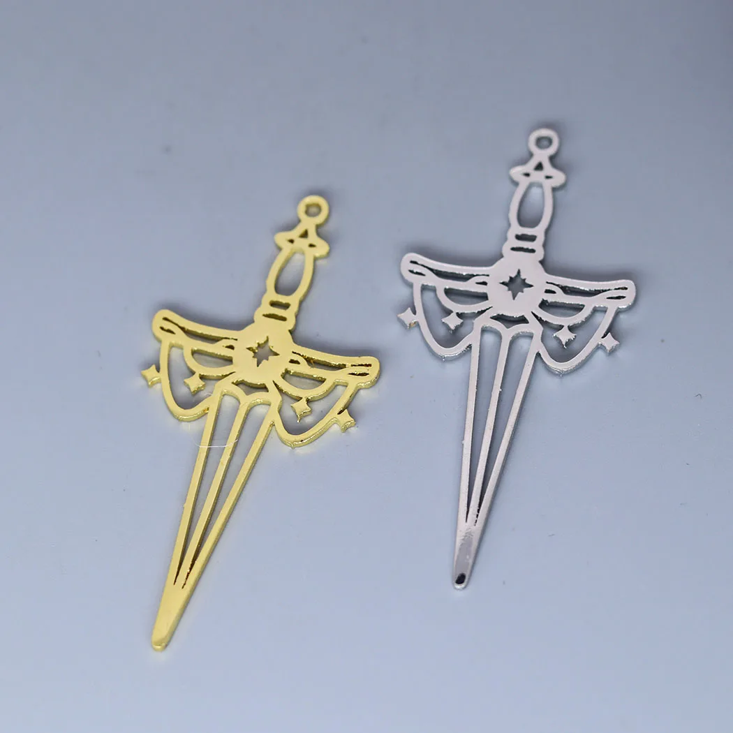 5pcs/lot Vintage Star Sword Charm Pendants Making DIY Stainless Steel Handmade Finding Jewelry