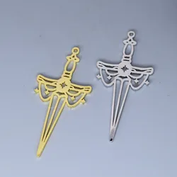 5pcs/lot Vintage Star Sword Charm Pendants Making DIY Stainless Steel Handmade Finding Jewelry