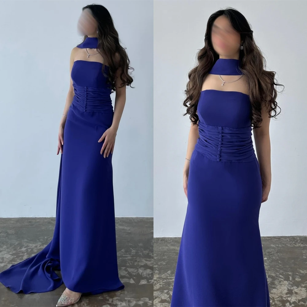 Элегантное вечернее платье из джерси по индивидуальному заказу. Нежные платья для выпускного вечера без бретелек. Вечерние платья без рукавов со шлейфом для особых случаев.