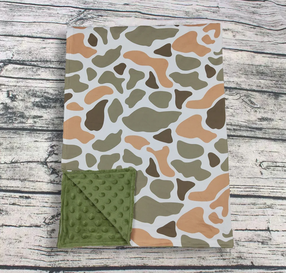

Wholesale Toddler Blanket Flannel Boutique Baby Boy Children Thin Quilt Kids Boys Green Orange Camo Pattern Bedding Fleece