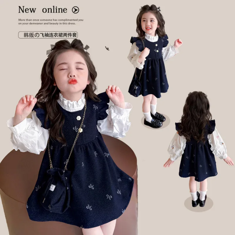 

Girls Autumn Corduroy Dress Set2025New Fashionable Internet Celebrity Children's Baby Girl Spring and Autumn Style Dress