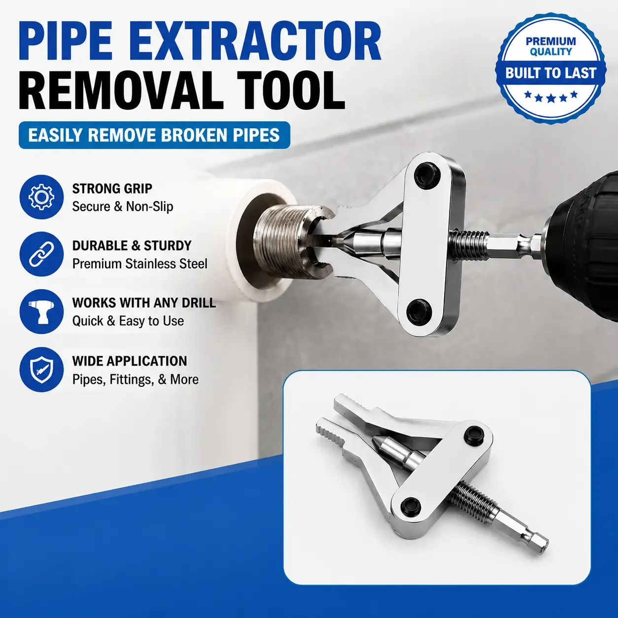 Universal Broken Pipe Extractor Faucet Valve Stuck Insert Remover Hex Shank Drill Powered Plumbing Repair Tool Heavy Duty KitUni