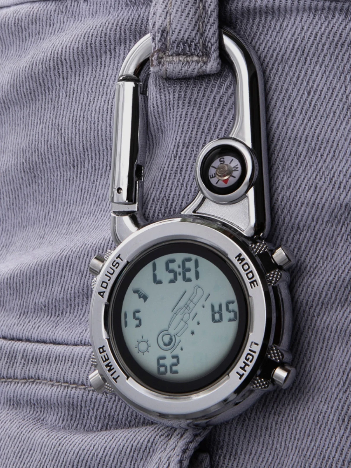 Portable electronic watch Mountaineering buckle watch Outdoor sports hanging  Work study Nurse strap compass