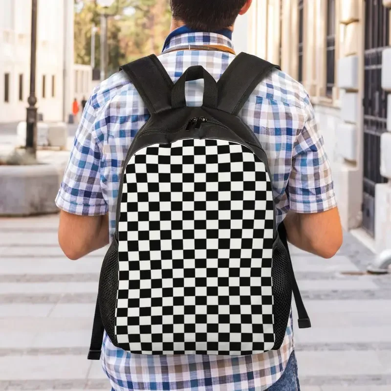 Mochila de viagem xadrez personalizada para homens e mulheres, mochila universitária, mochila de computador escolar, tabuleiro de xadrez, clássico