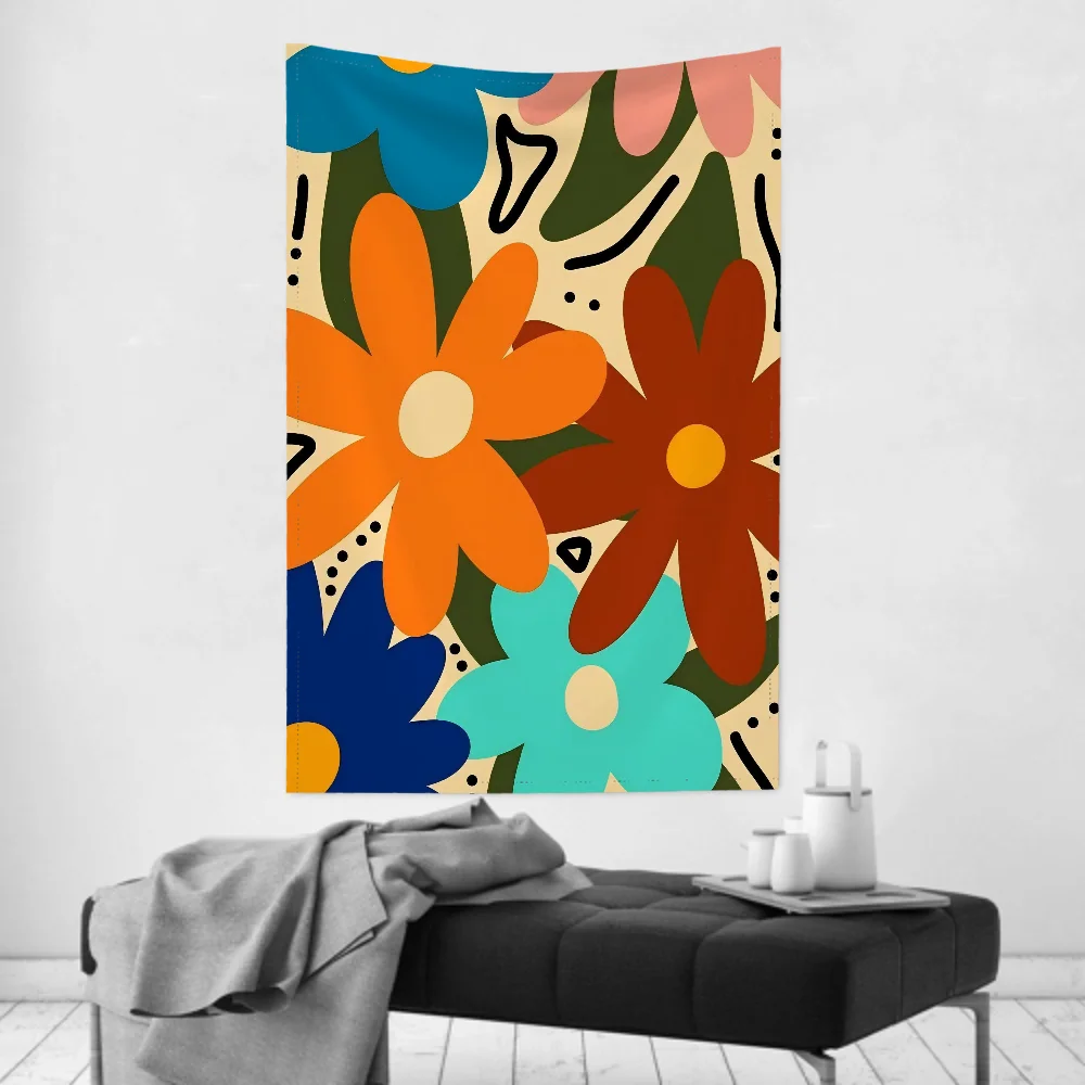 

VIKEMA Summer Outdoor Tapestry Floral Scandinavian Style Living Room Cafe Light Luxury Art Wall Decorations