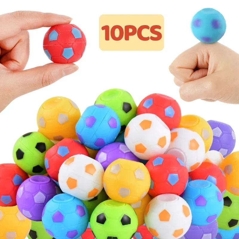 10Pcs Soccer Party Favors Rotatable Football Fidget Spinner Toys Ball Birthday Party Gift Bag Pinata Fillers Christmas Kids Gift