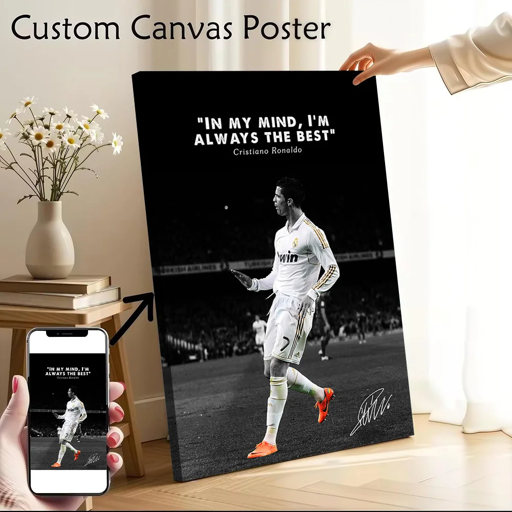 Cristiano Ronaldo 'Always The Best' Quote Printed Canvas Wall Art Customizable Paintings Poster Perfect Gift for Vintage Decor