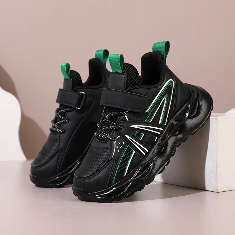 

Детские черные кроссовки, размер 28-39, детские модные кроссовки, мягкая дышащая удобная школьная спортивная обувь из искусственной кожи для мальчиков и девочек