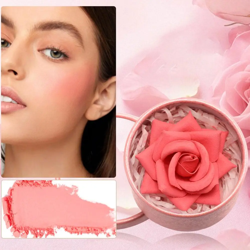 Fard petalo di rosa Trucco naturale schiarente guancia Evidenziatore opaco impermeabile a lunga durata Fard luccicante Regalo per il trucco