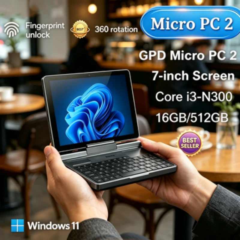Exclusive GPD Micro PC 2 Windows 11 Handheld PC  Smart Mini Laptop  N300 16GB RAM 512GB SSD 7 Inch Touch Screen
