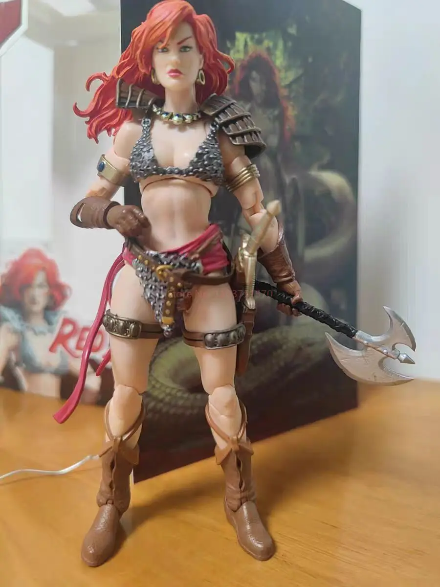 Hot Boss Fight Studio 1/12 Scale Red Sonja 50th Anniversary Figure Epic H.A.C.K.S. سلسلة مع قاعدة عرض نموذجية مفصلة #5