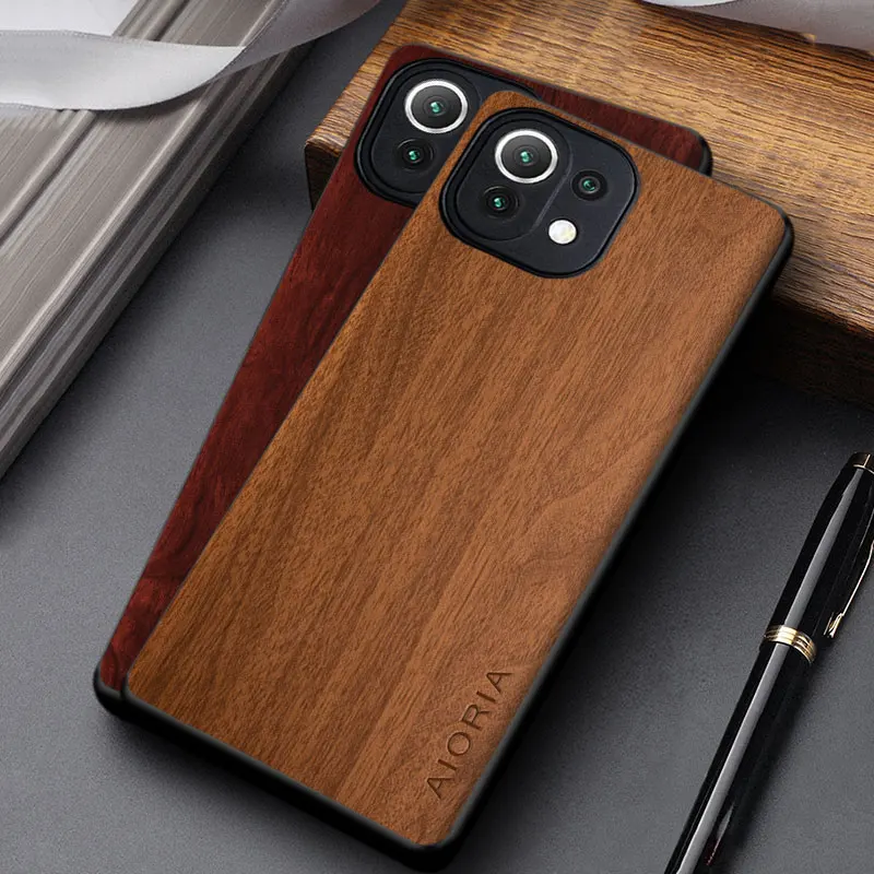 

Case For Xiaomi Mi 11 Lite 5G NE coque lightweight durable wooden prattern pu leather cover for mi 11 lite case funda