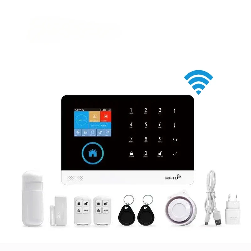 IOS Android App WIFI GSM Wireless Home Security Touch Keypad Security Alarm System Smart Anti-theft Alarm Kit with Graffiti