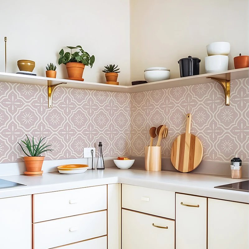 Bohemian Terracotta Tile Stickers, Self-Adhesive Vinyl Decals for Wall & Floor, Pack of 10 for Home Decor