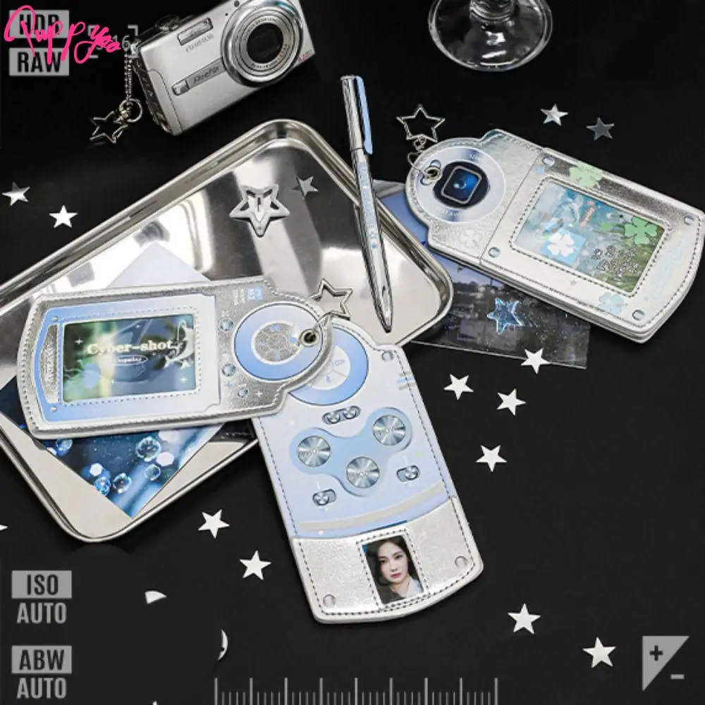 PU Leather Idol Photocard Holder Mini Phone Y2K Idol Card Display Protector Personality Decoration Access Card Protective Case