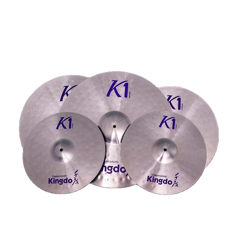 

Kingdo Factory Customizable Hot Sale B8 K1 Series Alloy 5 Pcs Practice Musical Instruments Cymbals Set Drum Set Cymbals