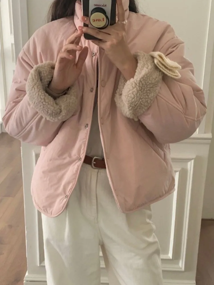 

Шикарная зимняя длинная куртка из овечьего меха Све с воротником-стойкой, двусторонняя одежда, универсальная верхняя одежда свободного покроя для молодежи