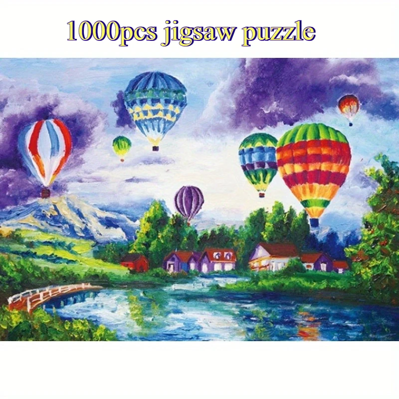 

Adult 1000pcs Paper Puzzle Hot Air Balloon Jigsaw Funny Home Decor Wall Display F Festival Gifts Stress Relief Leisure Toy