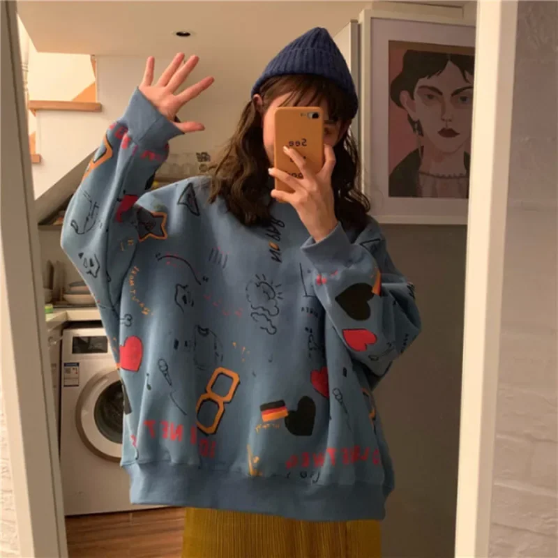 Korean Women's Clothes Hoodies Teen Street Harajuku Hip Hop Sweatshirt For Women Loose Leisure Plus Size Hoodie Y2k Pullover