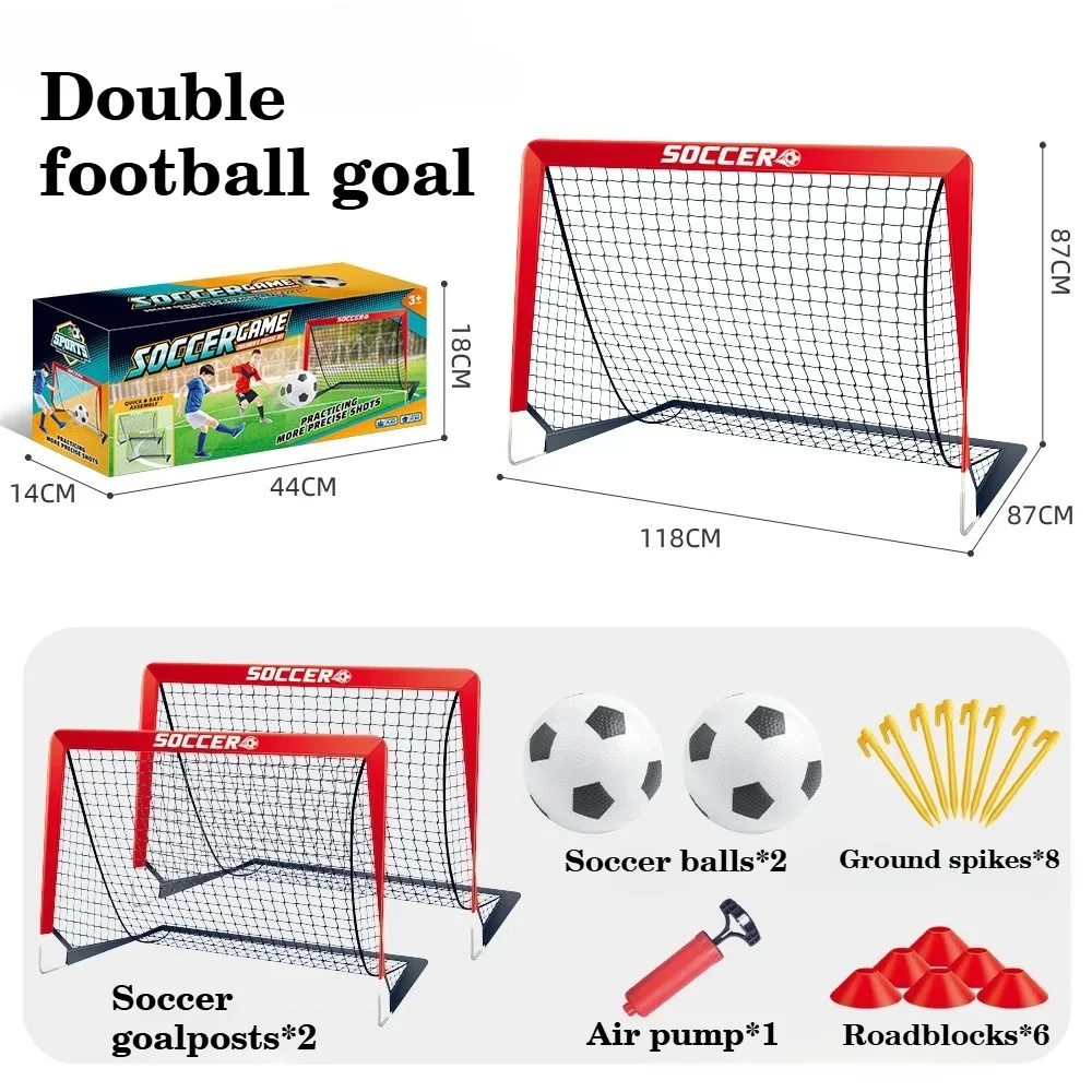 2つのゴール、4フィート x 3フィートのサイズのポータブルサッカーゴール - トレーニング機器、幼児用サッカーネット（ボール付き）、子供、青少年向けの屋外ゲーム、スポーツ