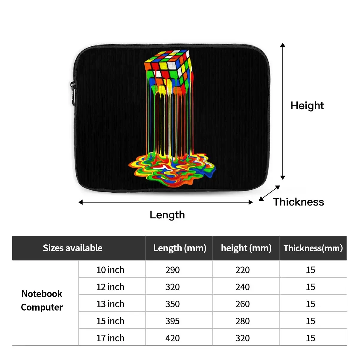 Shockproof Case 10 12 13 15 17 Inch Men Women Rainbow Abstraction Melted  Laptop Bag Sleeve Notebook Bag Case image 6